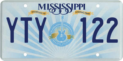 MS license plate YTY122
