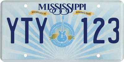 MS license plate YTY123