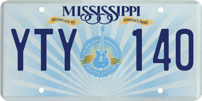 MS license plate YTY140
