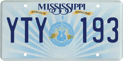 MS license plate YTY193
