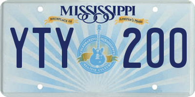 MS license plate YTY200