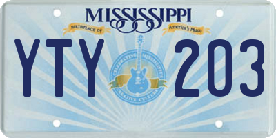 MS license plate YTY203