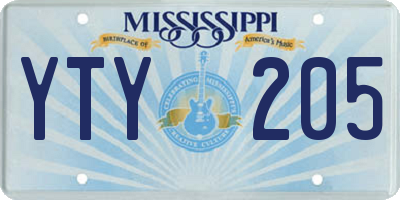 MS license plate YTY205