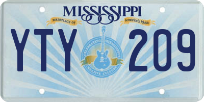 MS license plate YTY209