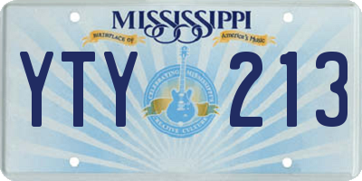 MS license plate YTY213