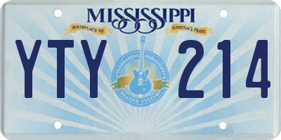 MS license plate YTY214