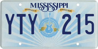 MS license plate YTY215