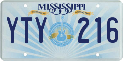 MS license plate YTY216