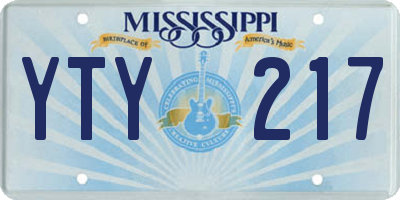 MS license plate YTY217