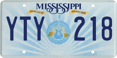 MS license plate YTY218