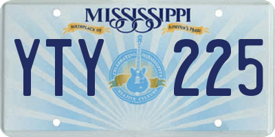 MS license plate YTY225