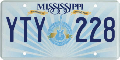 MS license plate YTY228