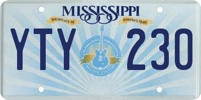 MS license plate YTY230