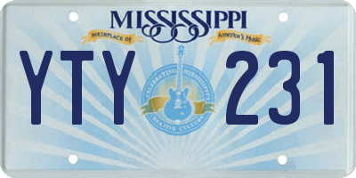 MS license plate YTY231