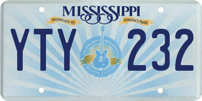 MS license plate YTY232