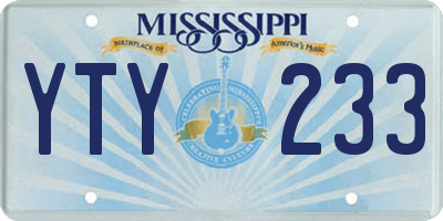 MS license plate YTY233