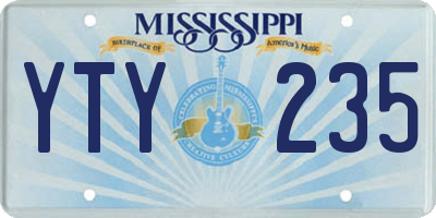 MS license plate YTY235