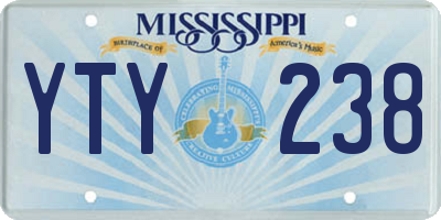 MS license plate YTY238