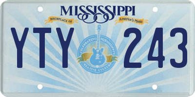 MS license plate YTY243