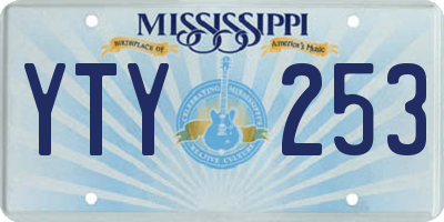 MS license plate YTY253