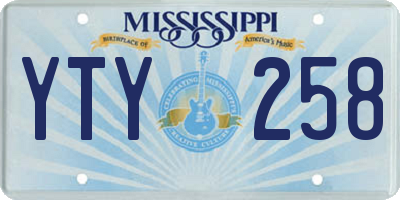 MS license plate YTY258