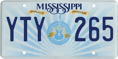 MS license plate YTY265