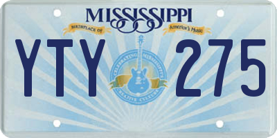 MS license plate YTY275