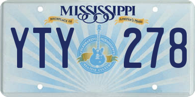MS license plate YTY278