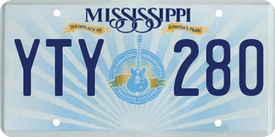 MS license plate YTY280