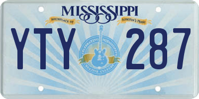 MS license plate YTY287