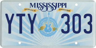 MS license plate YTY303