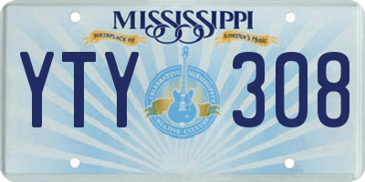MS license plate YTY308