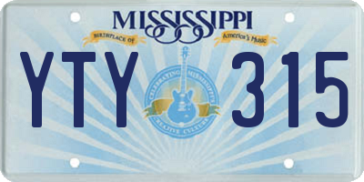 MS license plate YTY315