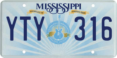 MS license plate YTY316