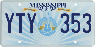 MS license plate YTY353