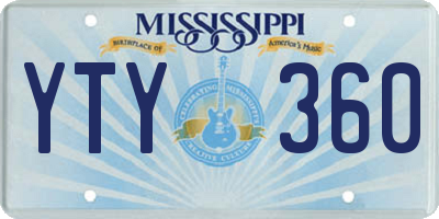 MS license plate YTY360