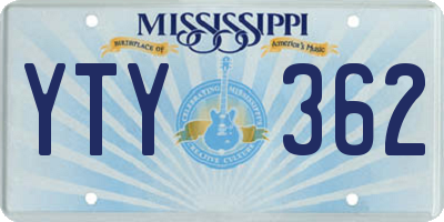 MS license plate YTY362