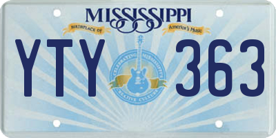 MS license plate YTY363