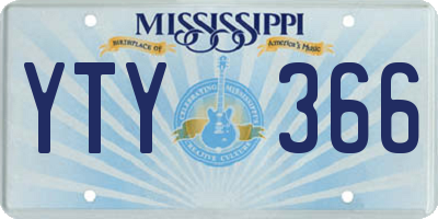 MS license plate YTY366