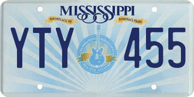 MS license plate YTY455