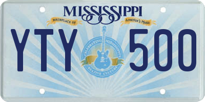 MS license plate YTY500