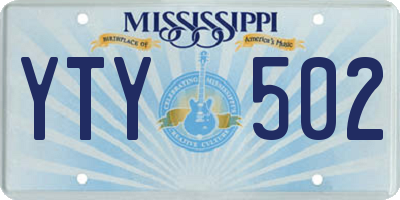 MS license plate YTY502