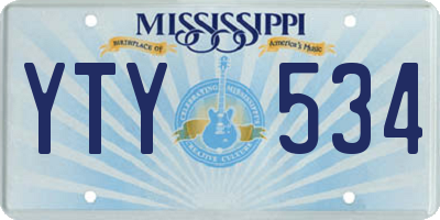 MS license plate YTY534