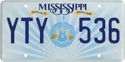 MS license plate YTY536
