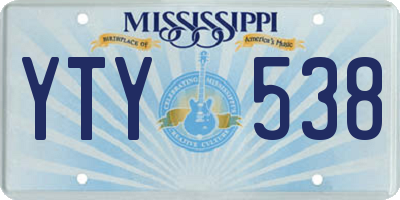 MS license plate YTY538