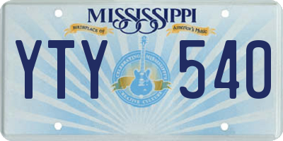 MS license plate YTY540