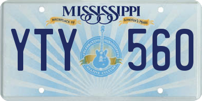 MS license plate YTY560