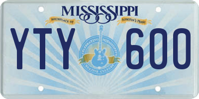 MS license plate YTY600