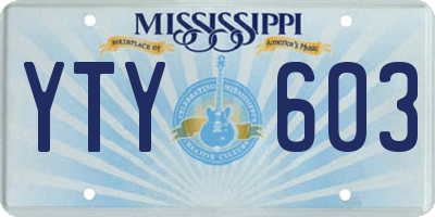 MS license plate YTY603