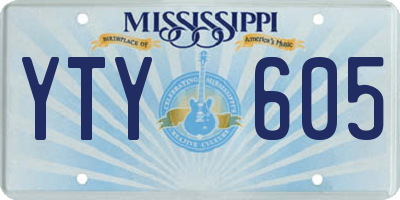 MS license plate YTY605